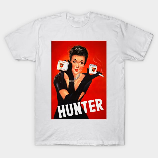 Vintage Advertising Poster Hunter Cigarettes Belgium T-Shirt by vintagetreasure